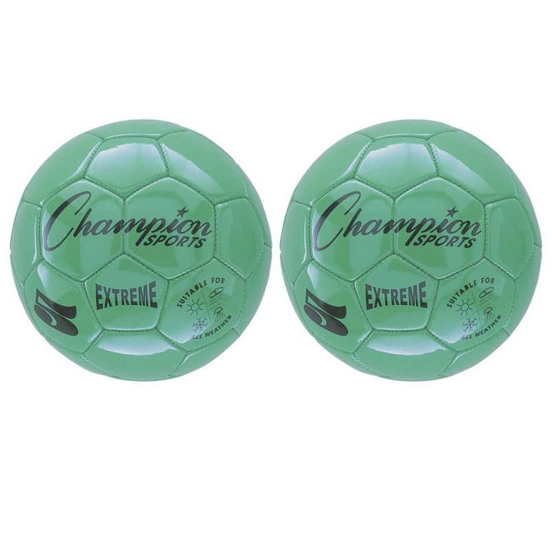 CHAMPION SPORTS - Extreme Soccer Ball, Size 5, Green, Pack of 2