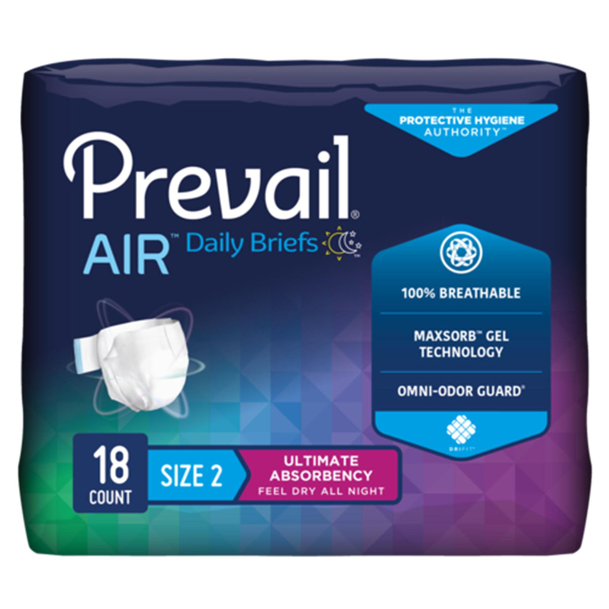 First Quality - Unisex Adult Incontinence Brief Prevail® Air™ Size 2 / Large Disposable Heavy Absorbency [18/BG]