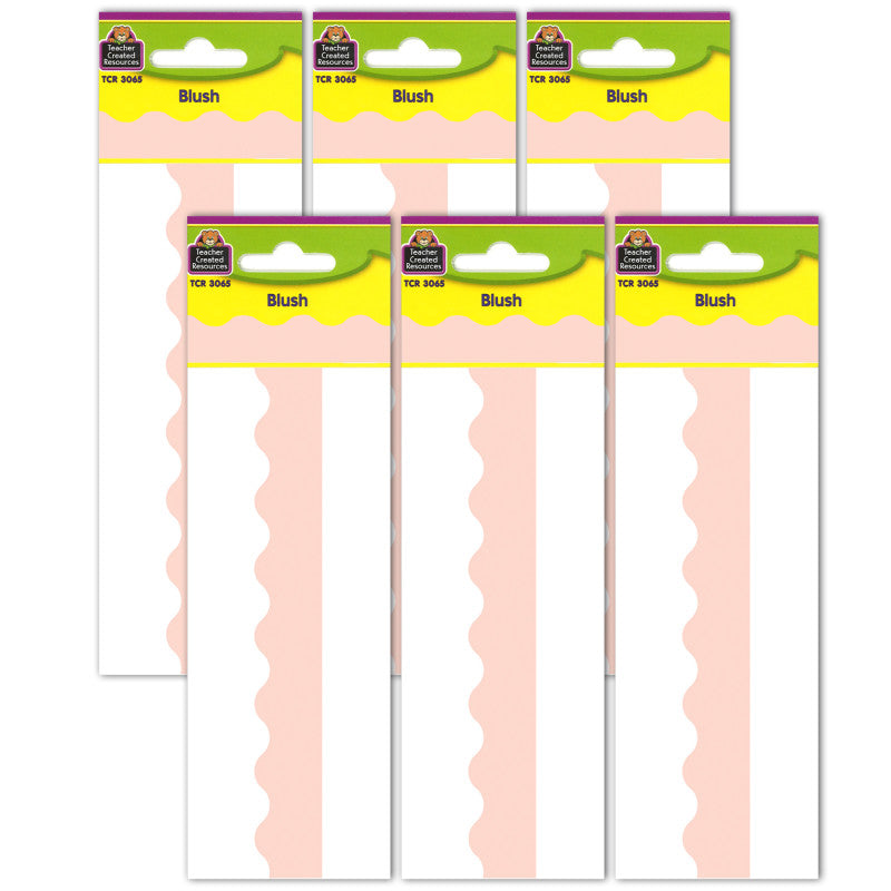 TEACHER CREATED RESOURCES - Blush Scalloped Border Trim, 35 Feet Per Pack, 6 Packs