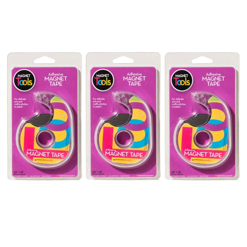 DOWLING MAGNETS - Magnet Tape in Dispenser, 3/4" x 25', Pack of 3