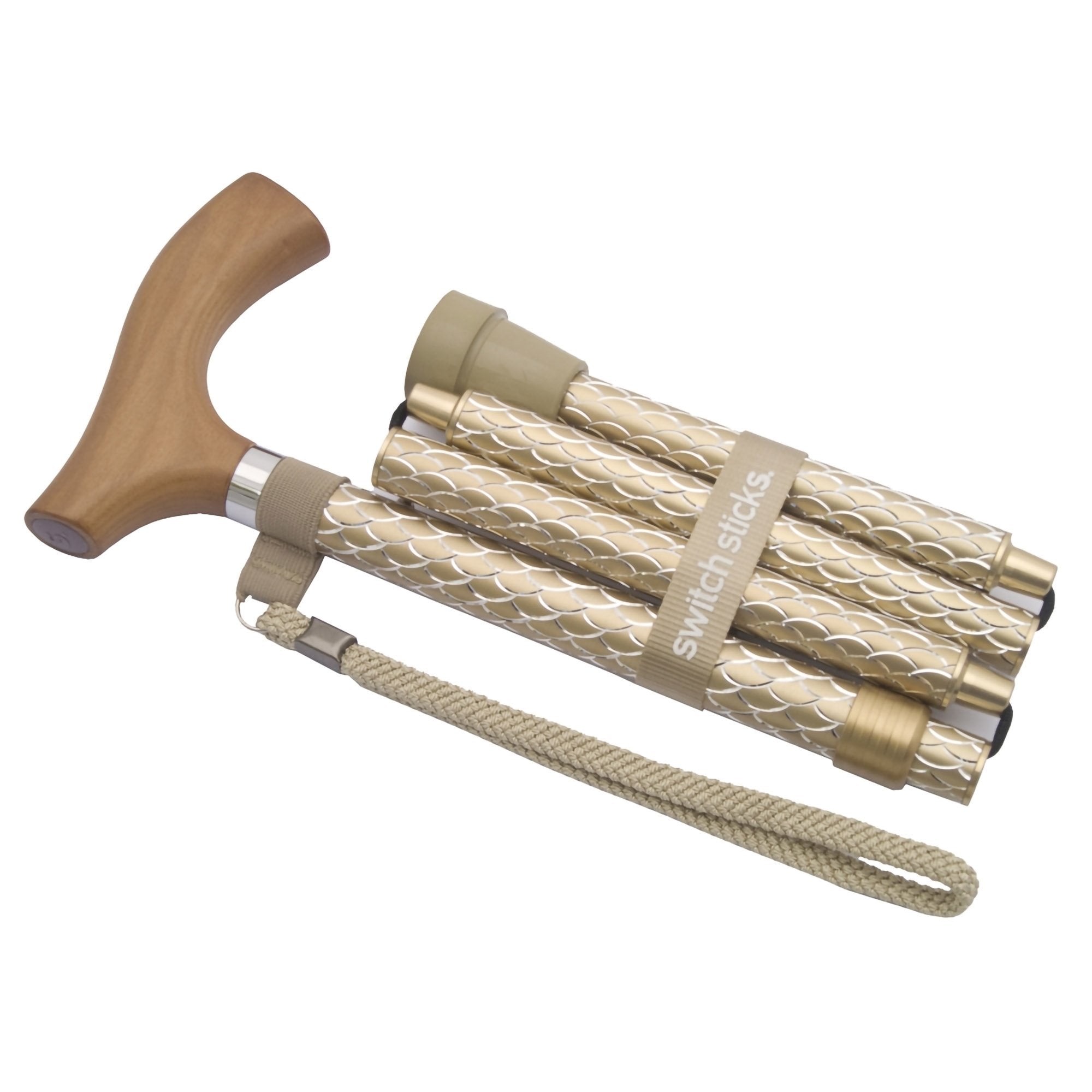 Mabis Healthcare - Folding Cane Switch Sticks® Aluminum 32 to 37 Inch Height Pearl Gold [1/EA]