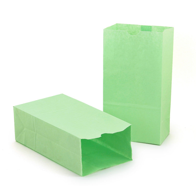 HYGLOSS - Gusseted Paper Bags, #6 (6" x 3.5" x 11"), Lime Green, Pack of 50