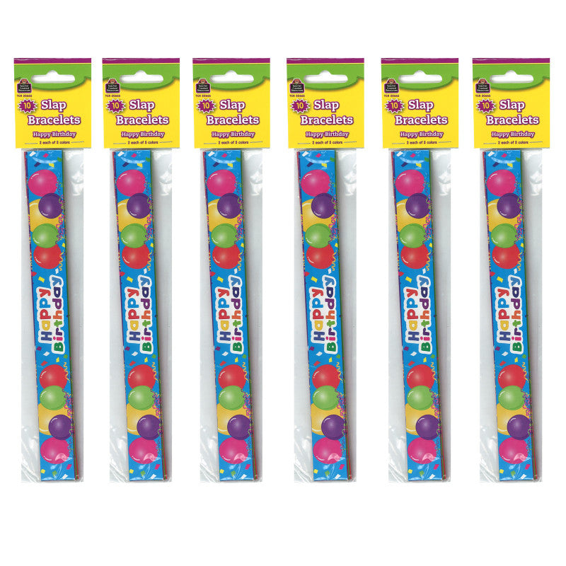 TEACHER CREATED RESOURCES - Happy Birthday Balloons Slap Bracelets, 10 Per Pack, 6 Packs
