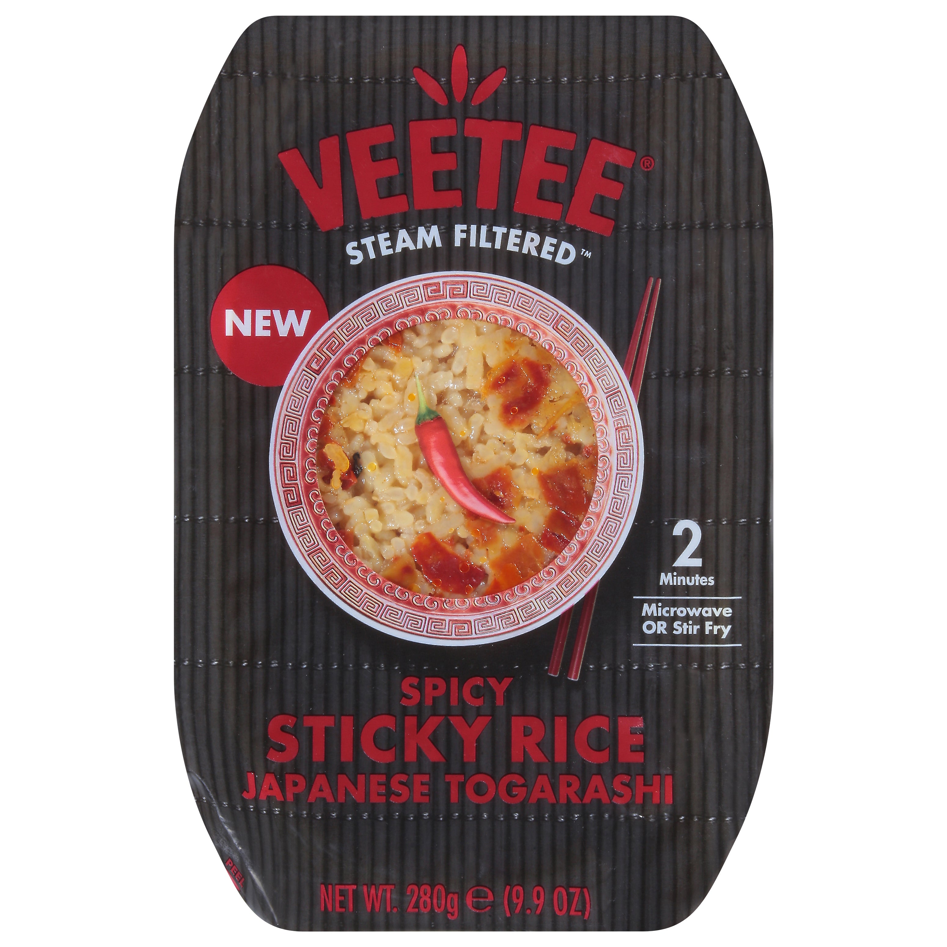 Veetee Steam Filtered Spicy Japanese Togarashi Sticky Rice 9.9 oz - Case of 6