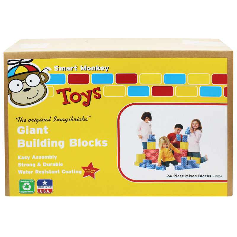 SMART MONKEY TOYS - ImagiBRICKS™ Giant Building Block Set, 24 Pieces