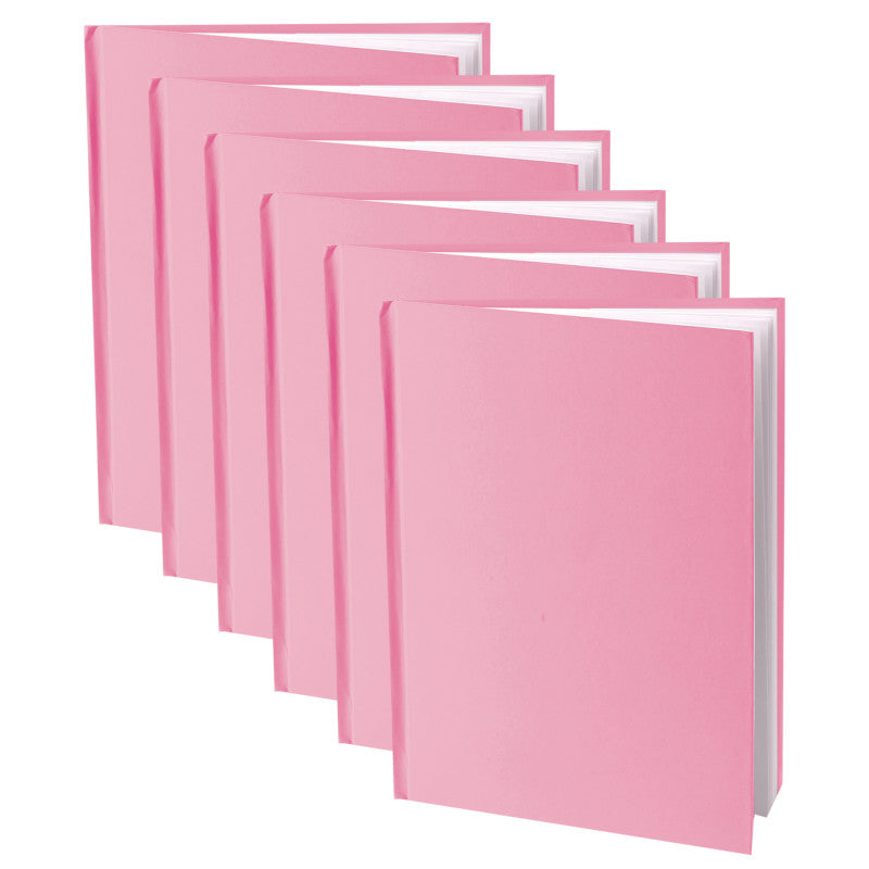 YOUNG AUTHORS - Pink Hardcover Blank Book, White Pages, 11"H x 8-1/2"W Portrait, 14 Sheets/28 Pages, Pack of 6