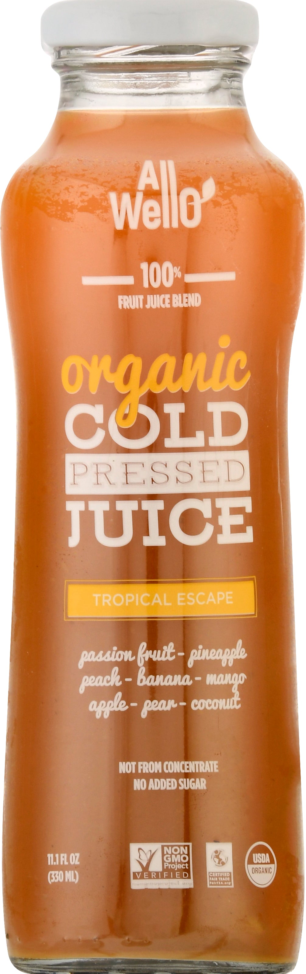 All Wello Organic Cold Pressed Tropical Escape Juice 11.1 oz - Case of 12