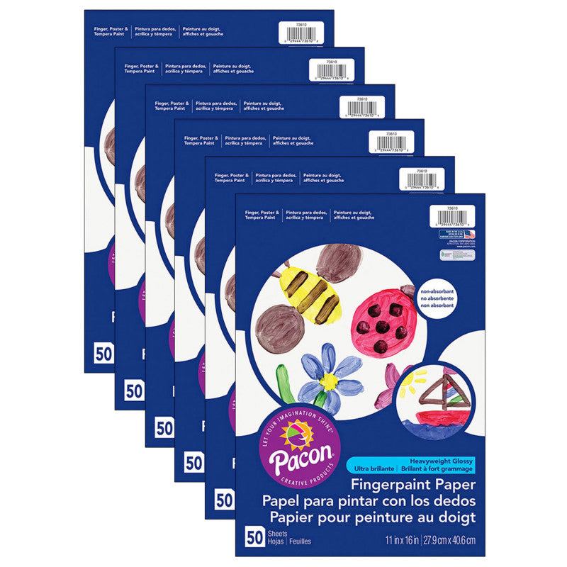 PRANG - Fingerpaint Paper, White, 11" x 16", 50 Sheets Per Pack, 6 Packs