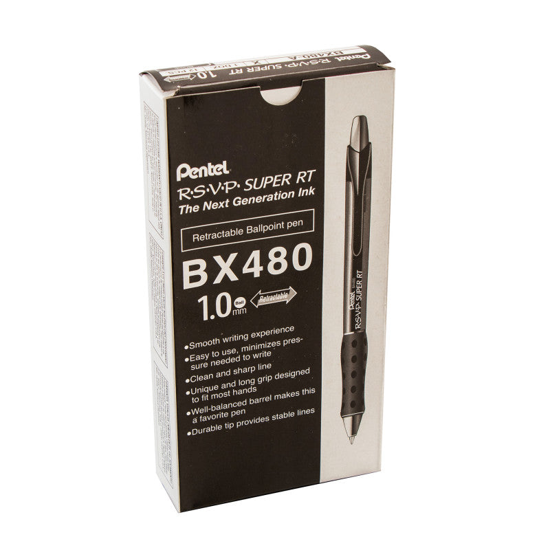PENTEL - R.S.V.P.® Super RT Retractable Ballpoint Pen, Black, Pack of 12