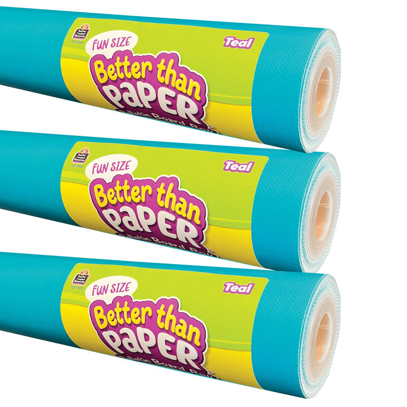 TEACHER CREATED RESOURCES - Fun Size Better Than Paper® Bulletin Board Roll, 18" x 12', Teal, Pack of 3