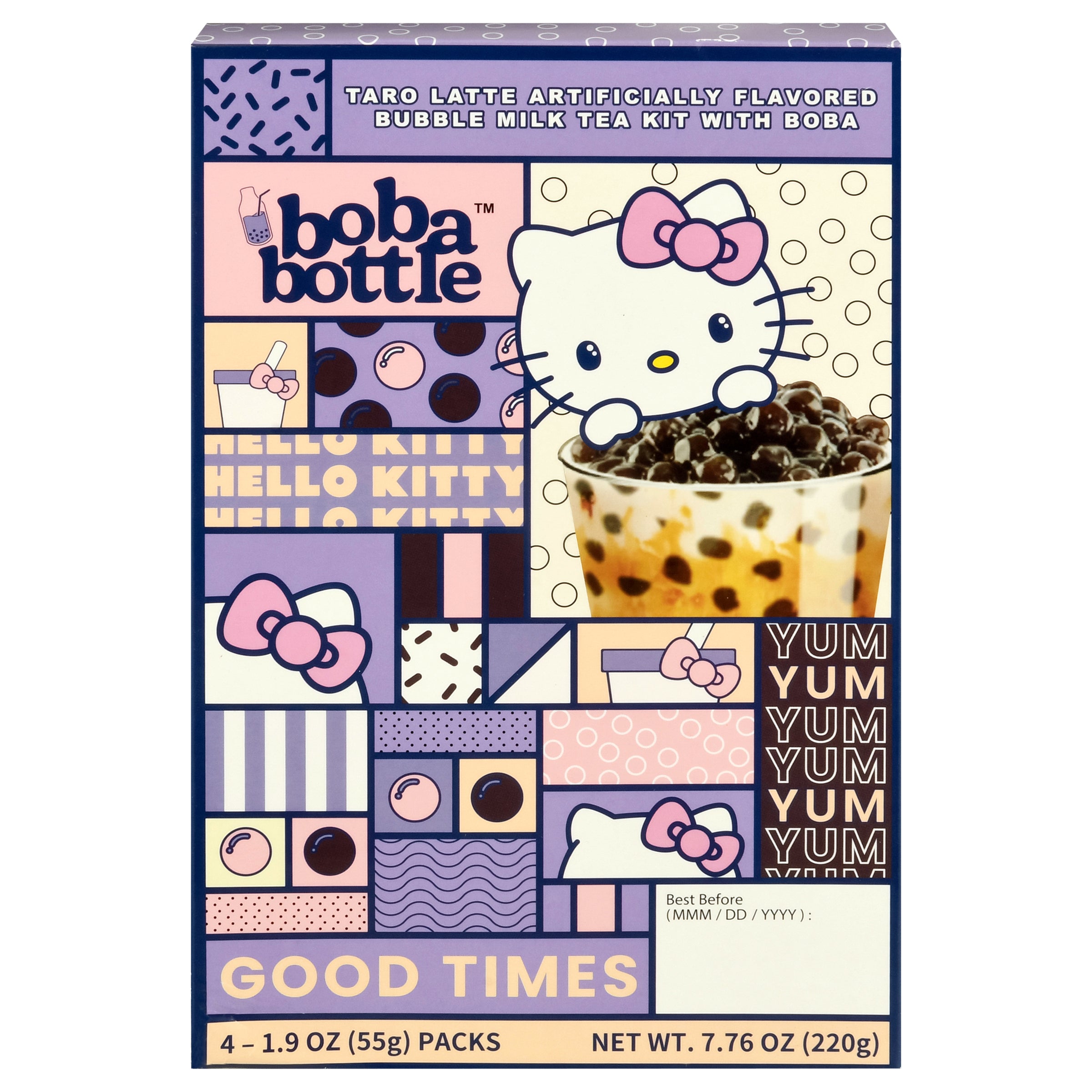 Boba Bottle Taro Latte Bubble Milk Tea with Boba 4 - 1.9 oz Packs - Case of 12