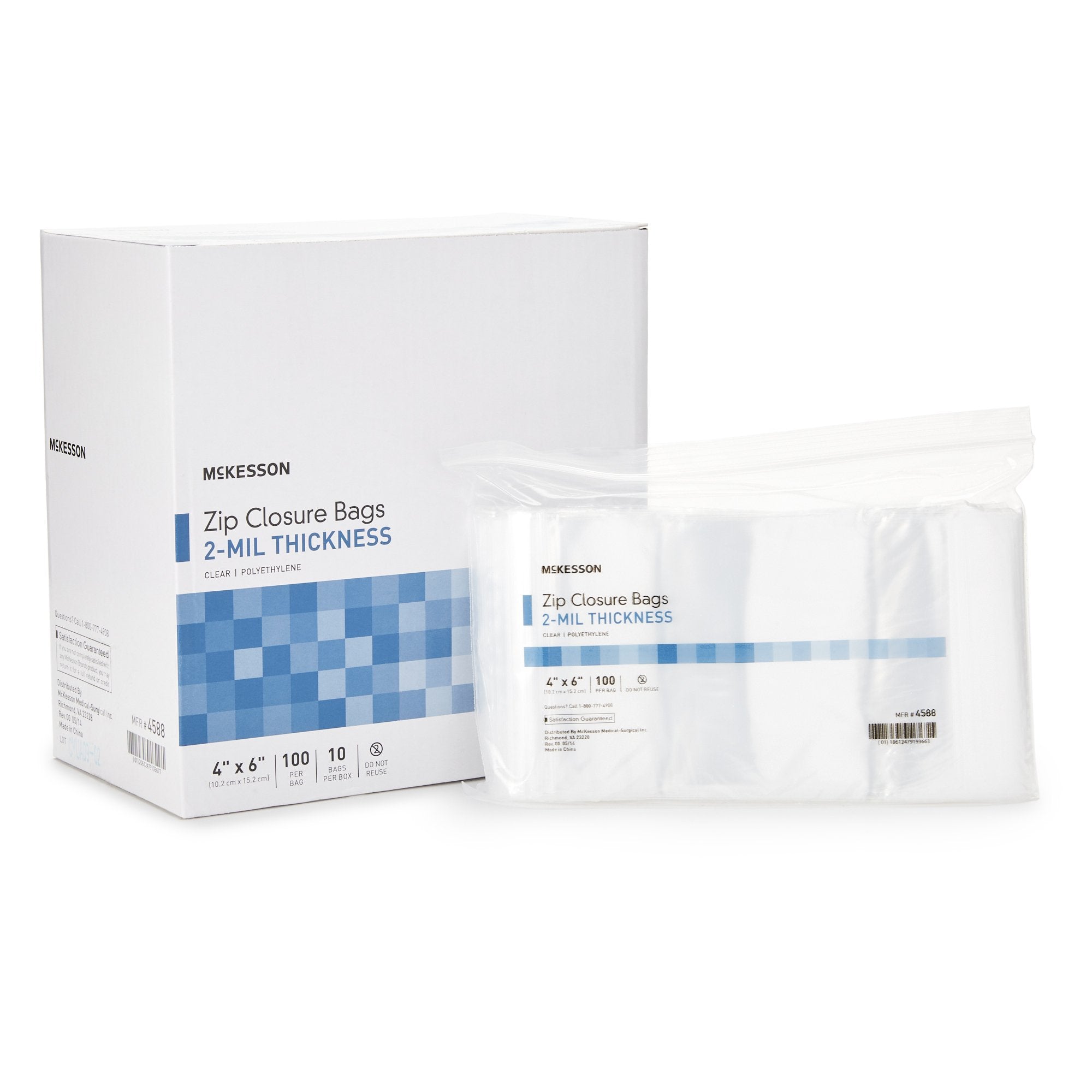 McKesson Brand - Reclosable Bag McKesson 4 X 6 Inch Polyethylene Clear Zipper Closure [40/CS]