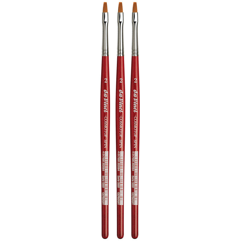 COSMOTOP-SPIN Silkpainting Brush, Synthetic, Watercolor, Flat, Size 2, Pack of 3