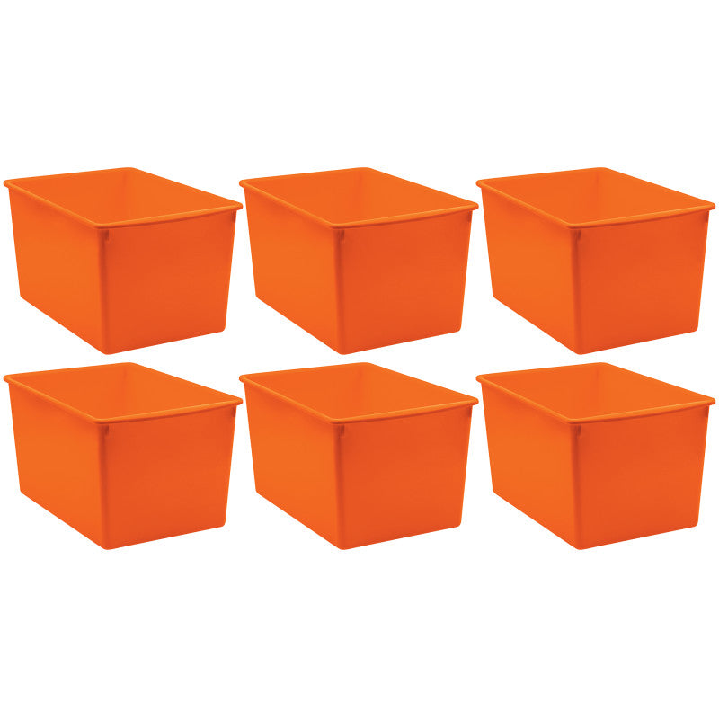 TEACHER CREATED RESOURCES - Plastic Multi-Purpose Bin, Orange, Pack of 6