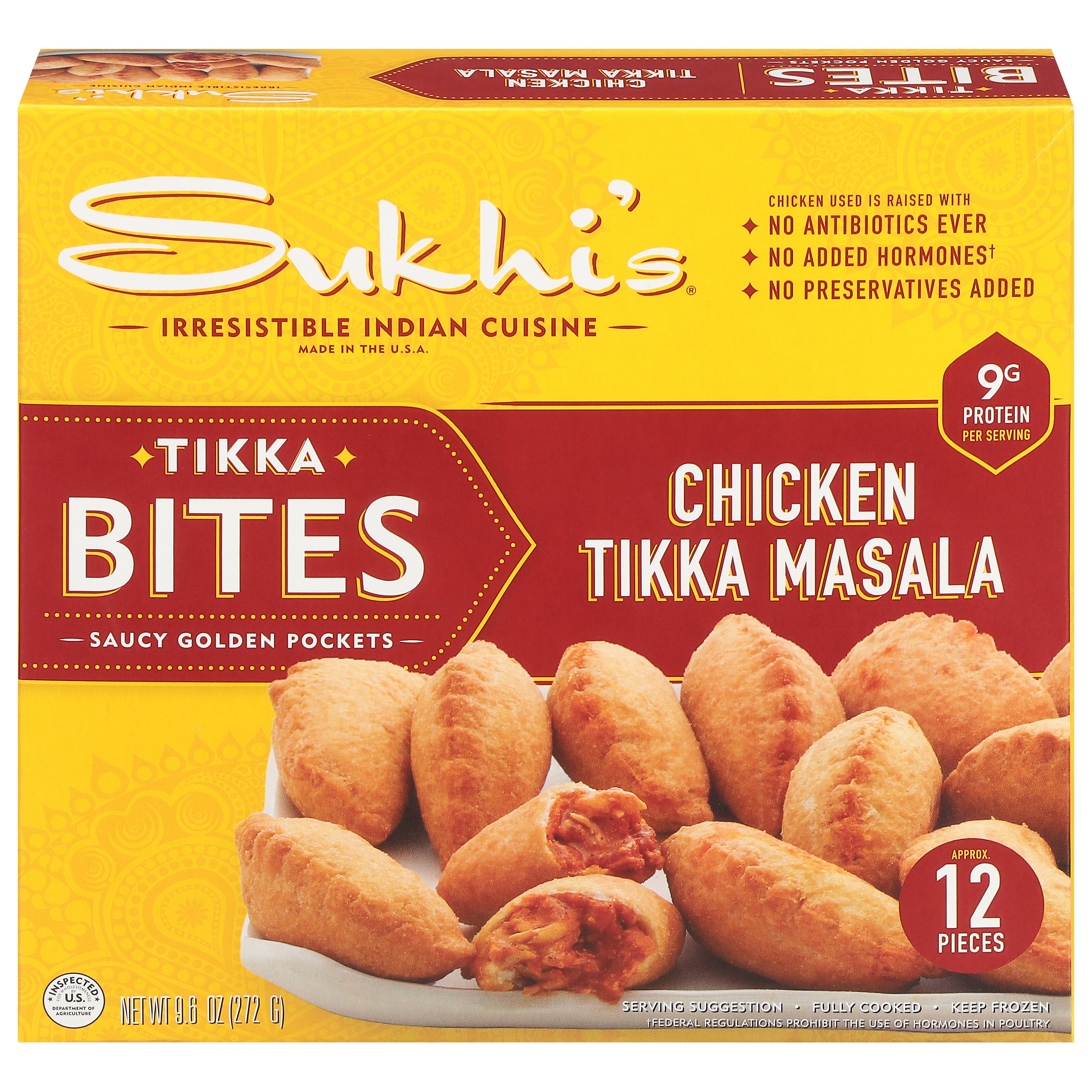 Sukhi's Tikka Bites Chicken Tikka Masala Saucy Golden Pockets 9.6 oz - Case of 6
