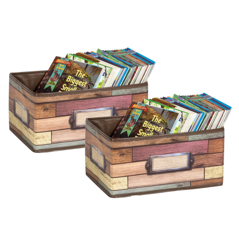TEACHER CREATED RESOURCES - Reclaimed Wood Design Small Storage Bin, Pack of 2