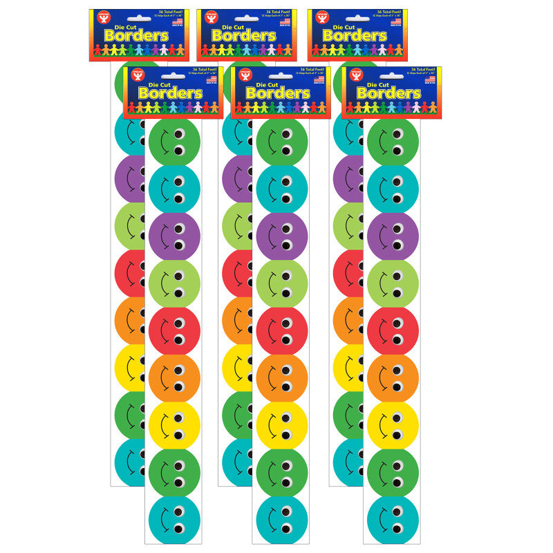 HYGLOSS - Smiley Face Mighty Brights™ Border, 36 Feet Per Pack, 6 Packs