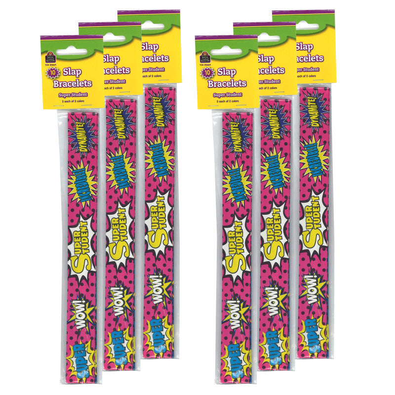 TEACHER CREATED RESOURCES - Superhero Super Student Slap Bracelets, 10 Per Pack, 6 Packs