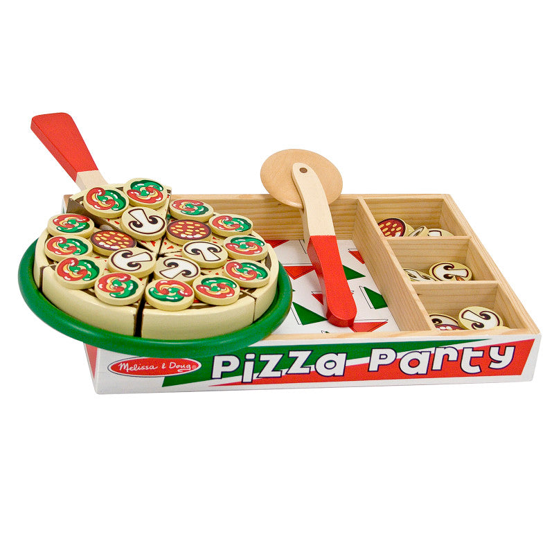 MELISSA & DOUG - Pizza Party - Wooden Play Food Set