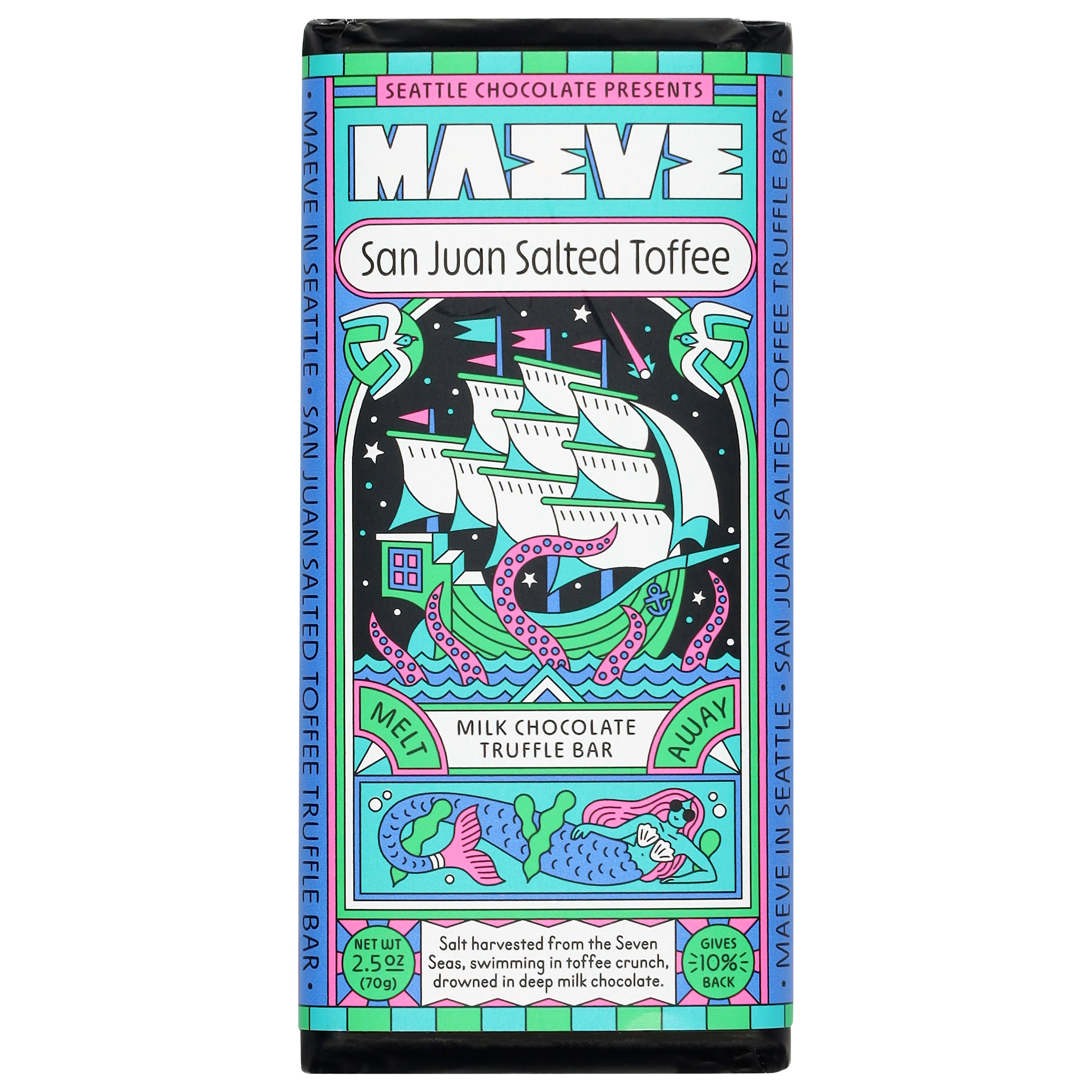 Maeve San Juan Salted Toffee Milk Chocolate Truffle Bar 2.5 oz - Case of 12