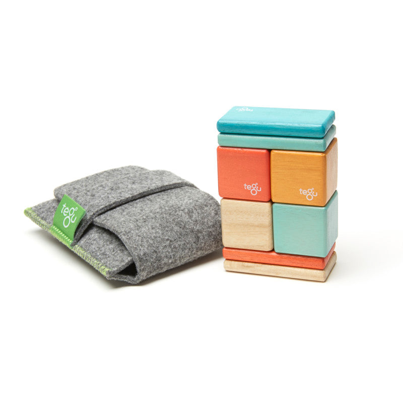 TEGU - Magnetic Wooden Blocks, 8-Piece Pocket Pouch, Sunset