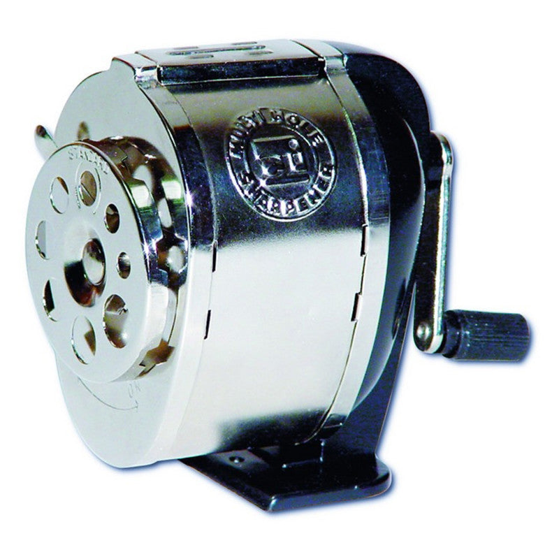 CHARLES LEONARD - Mountable Heavy Duty Steel Pencil Sharpener, Multi Size Pencil Holes (8 Sizes), Silver