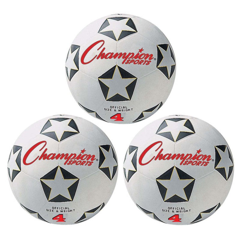 CHAMPION SPORTS - Rubber Soccer Ball Size 4, Pack of 3