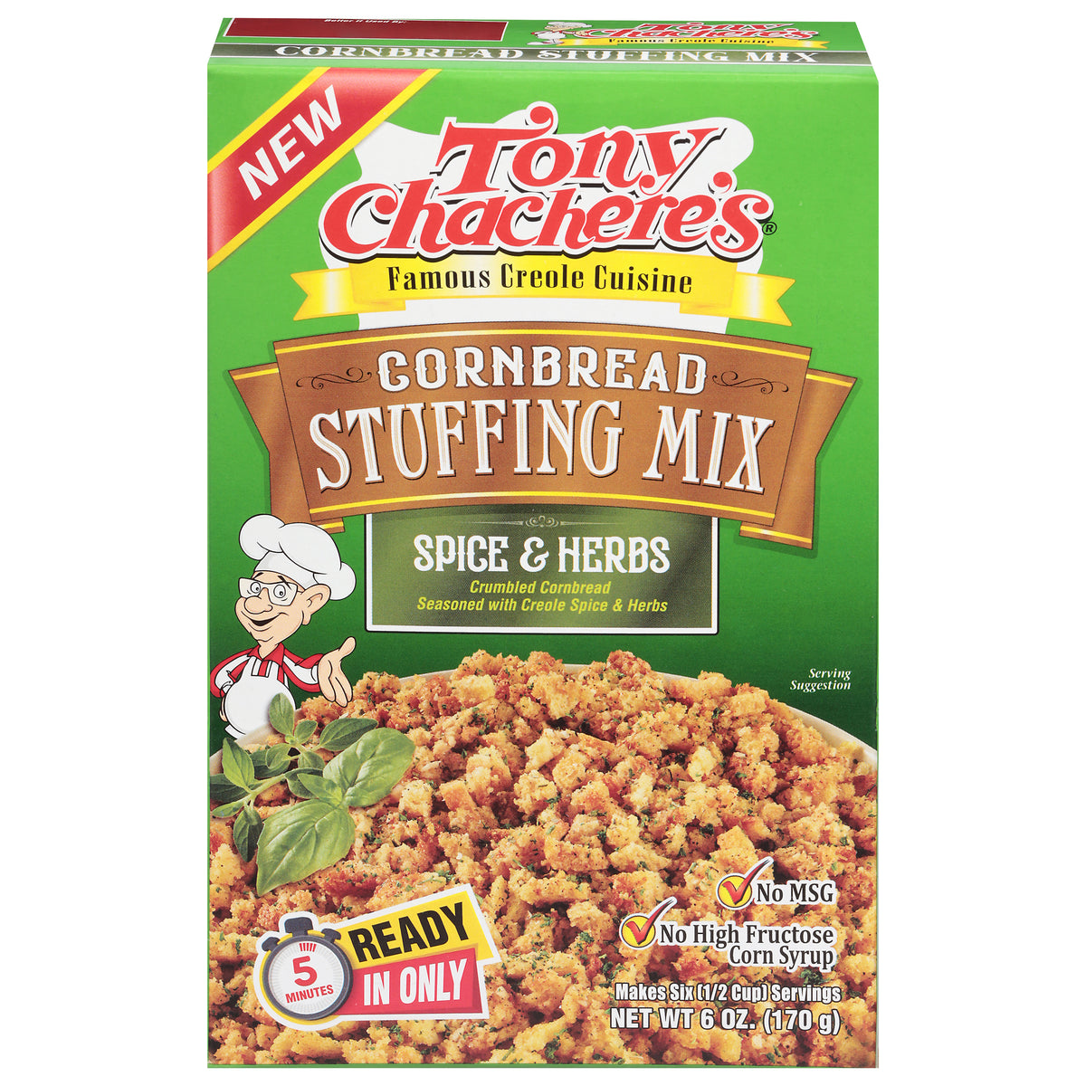 Tony Chachere's Cornbread Spice & Herb Stuffing Mix 6 oz - Case of 8
