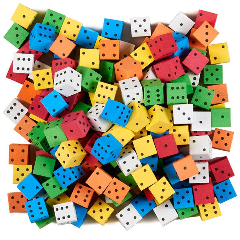 KOPLOW GAMES - Foam Spot Dice, Assorted Color, 16mm, Bag of 200