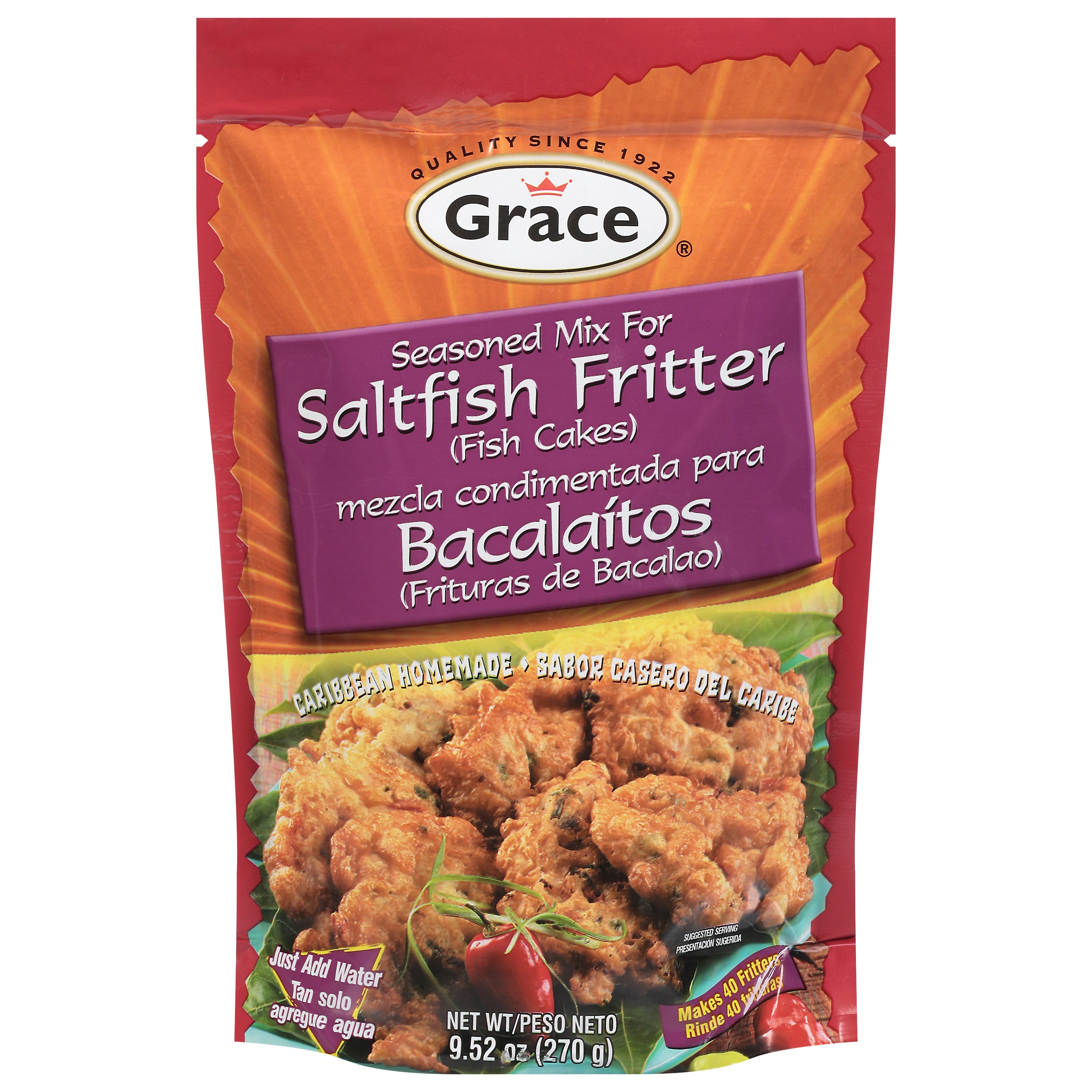 Grace for Saltfish Fritter Seasoned Mix 9.52 oz - Case of 12