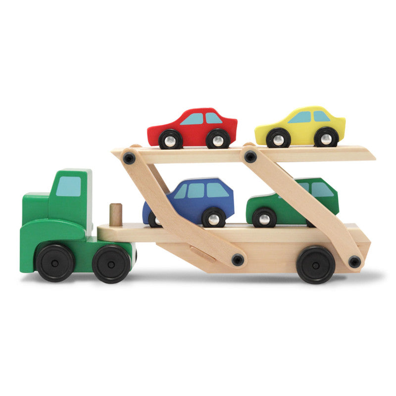 MELISSA & DOUG - Car Carrier Truck & Cars Wooden Toy Set