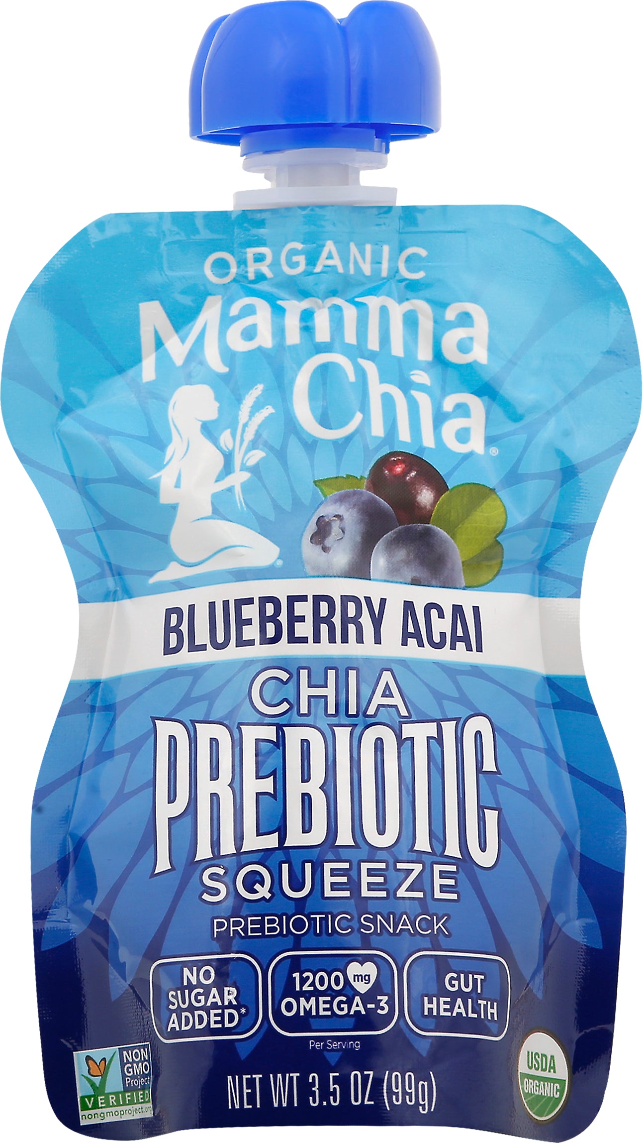 Mamma Chia Organic Chia Blueberry Acai Prebiotic Squeeze 3.5 oz - Case of 16