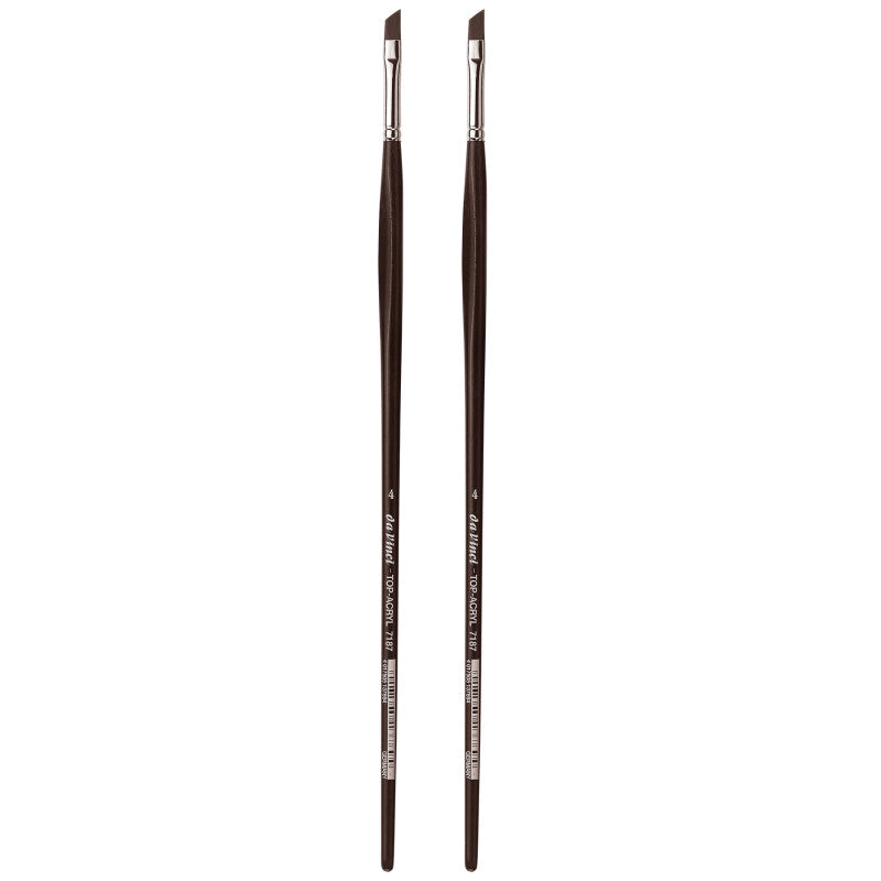TOP-ACRYL Red-Brown Brush, Synthetic, Acrylic & Oil, Slant, Series 7187, Size 4, Pack of 2