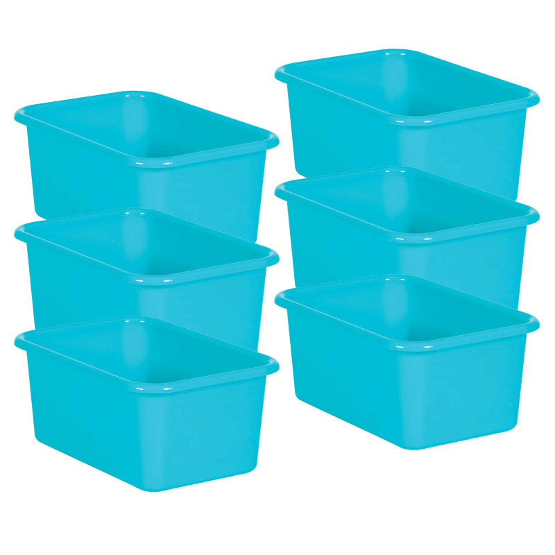 TEACHER CREATED RESOURCES - Teal Small Plastic Storage Bin, Pack of 6