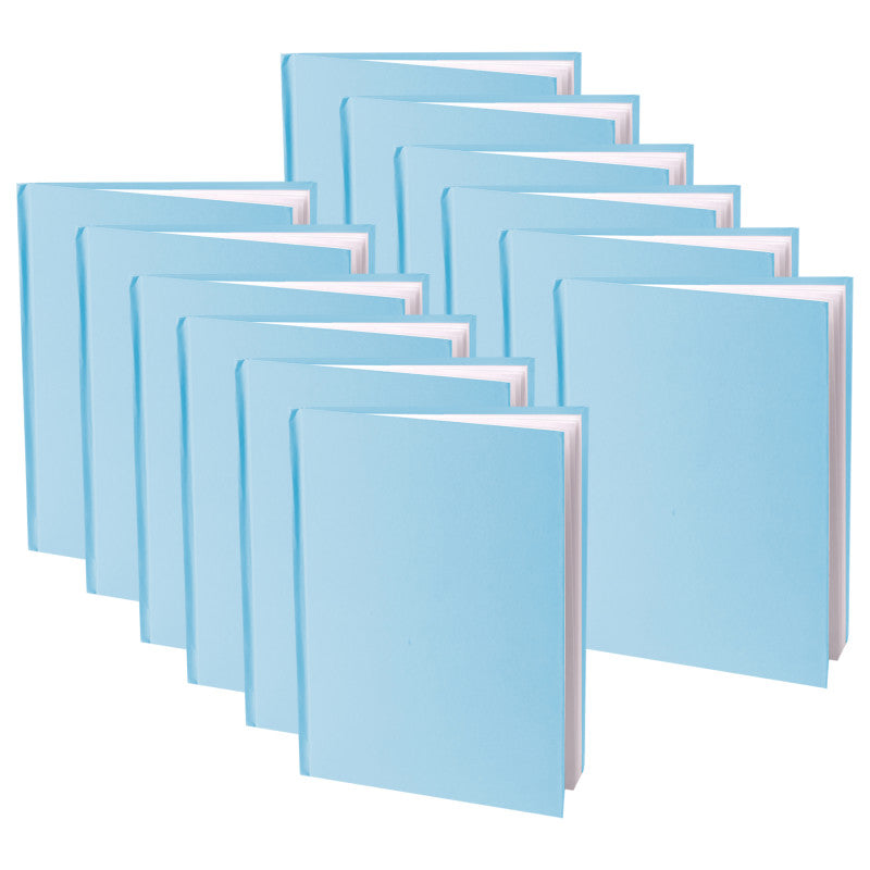 YOUNG AUTHORS - Blue Hardcover Blank Book, White Pages, 8"H x 6"W Portrait, 14 Sheets/28 Pages, Pack of 12
