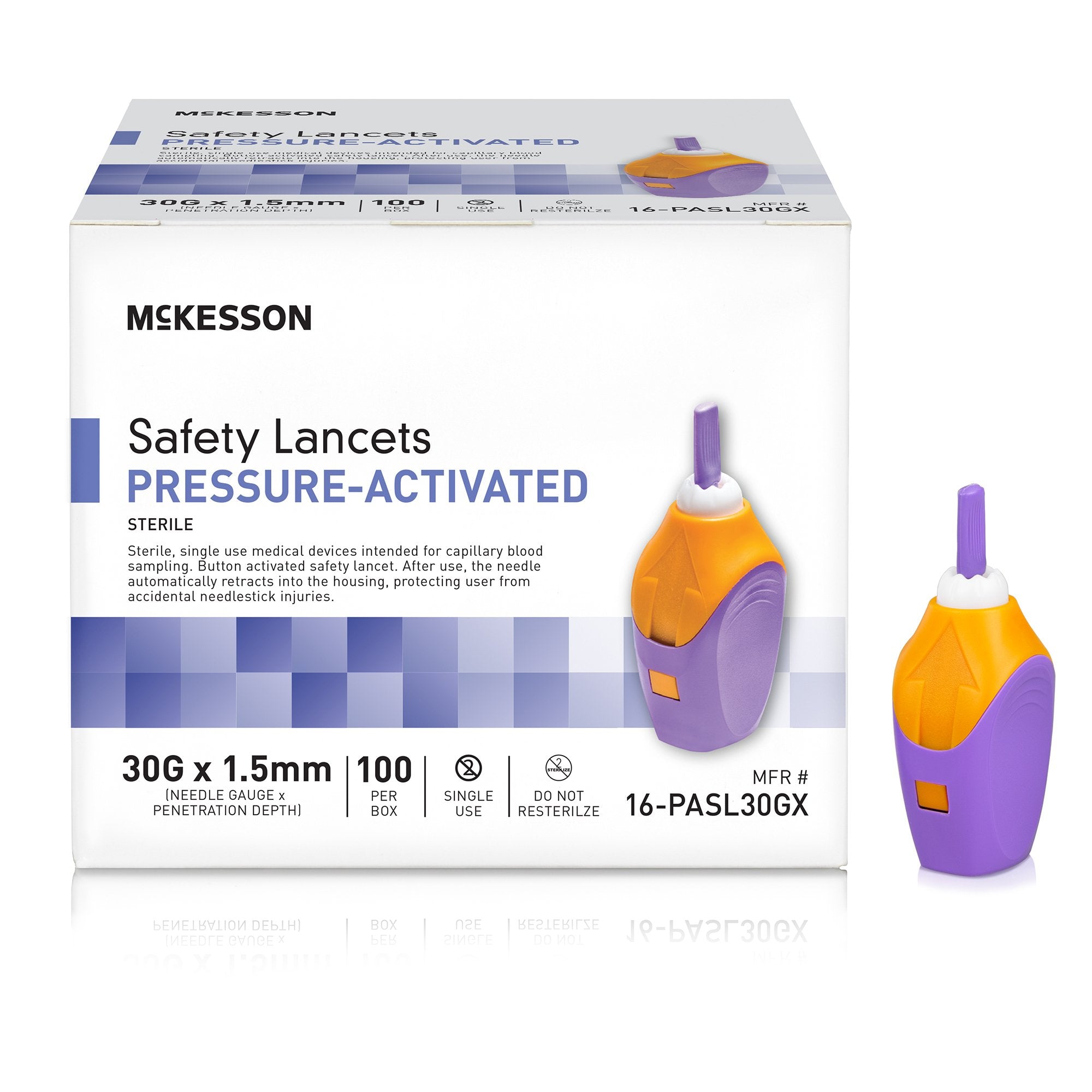 McKesson Brand - Safety Lancet McKesson 30 Gauge Retractable Pressure Activated Finger [2000/CS]