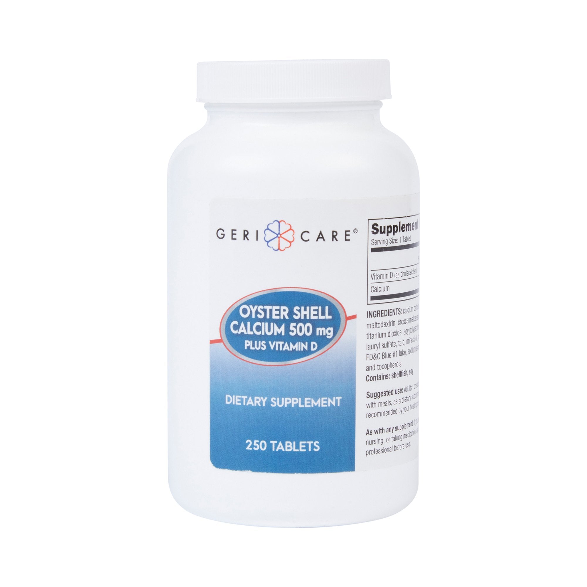 Geri-Care - Joint Health Supplement Geri-Care® Oyster Shell 200 IU - 500 mg Strength Tablet 250 per Bottle [1/BT]