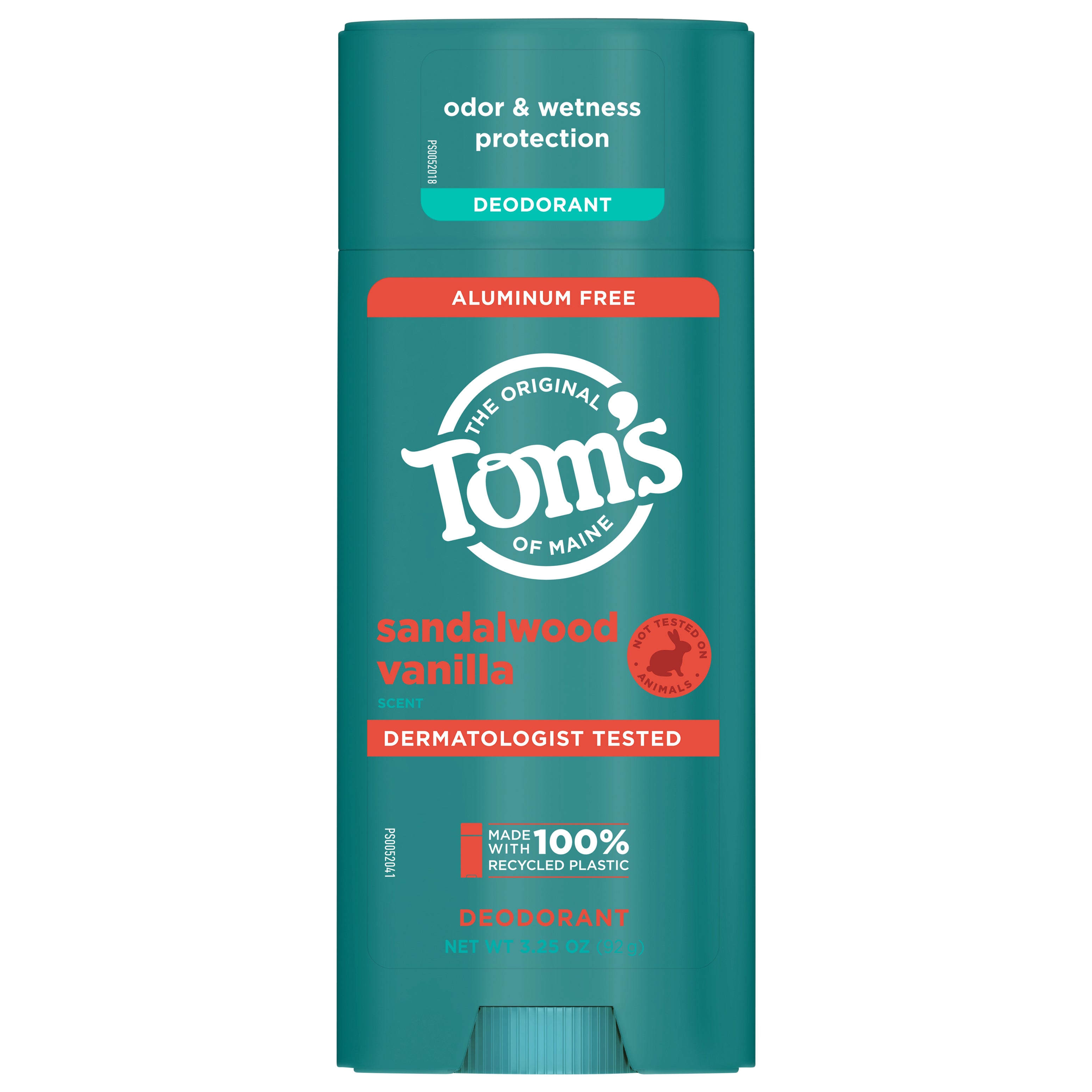 Tom’s of Maine Sandalwood Vanilla Natural Deodorant for Men and Women, Aluminum Free, 3.25 Oz. - Case of 1