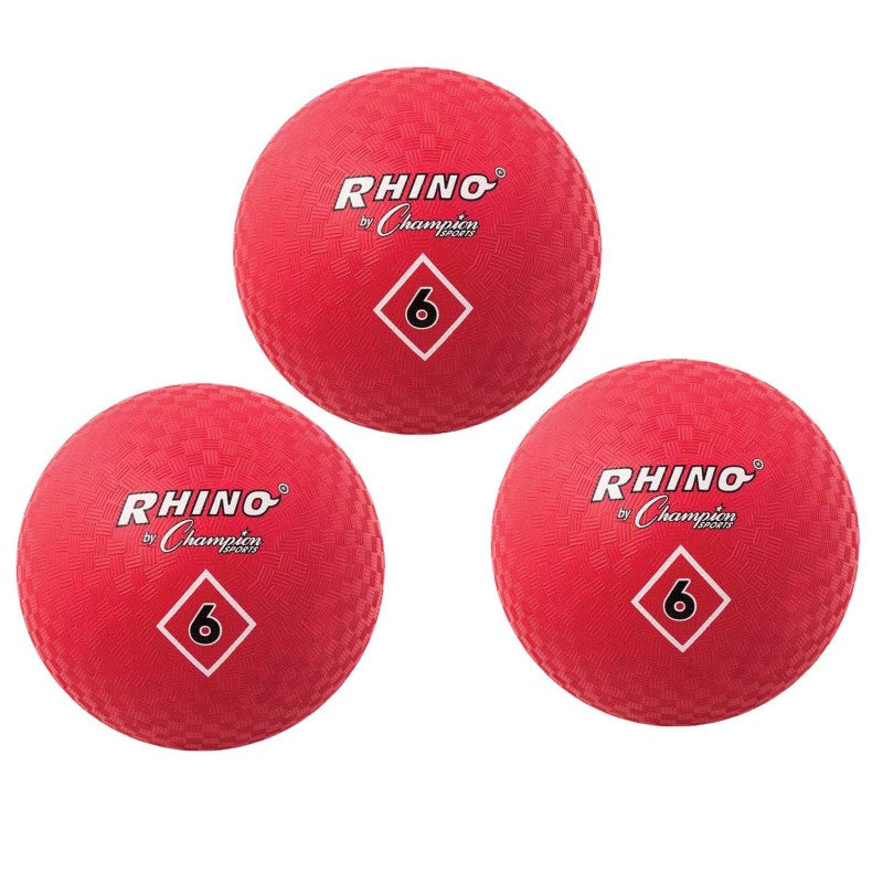 CHAMPION SPORTS - Playground Ball, 6", Red, Pack of 3
