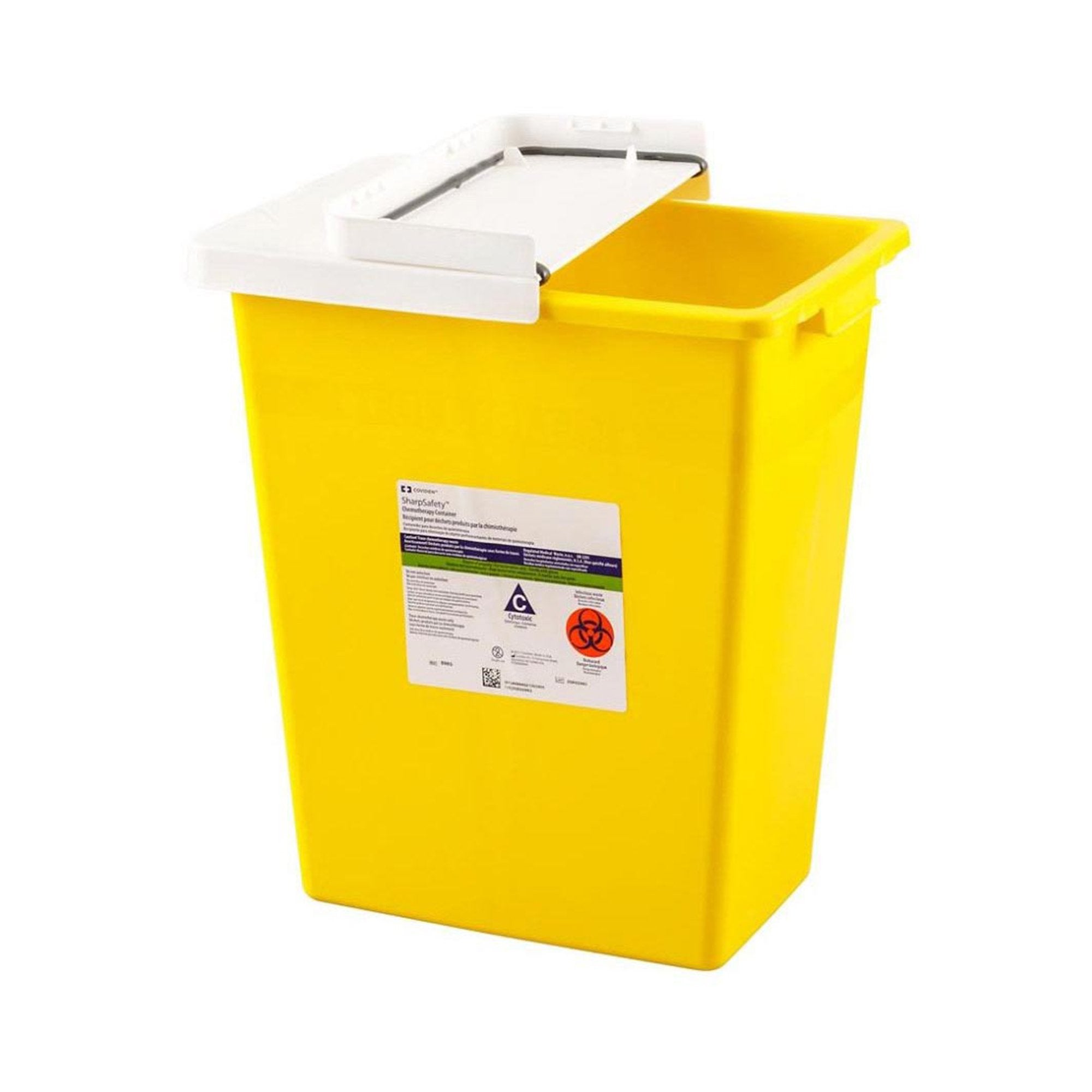 Cardinal - Chemotherapy Waste Container SharpSafety™ Yellow Base 10 H X 10-1/2 W X 7-1/4 D Inch Horizontal / Vertical Entry 2 Gallon [1/EA]