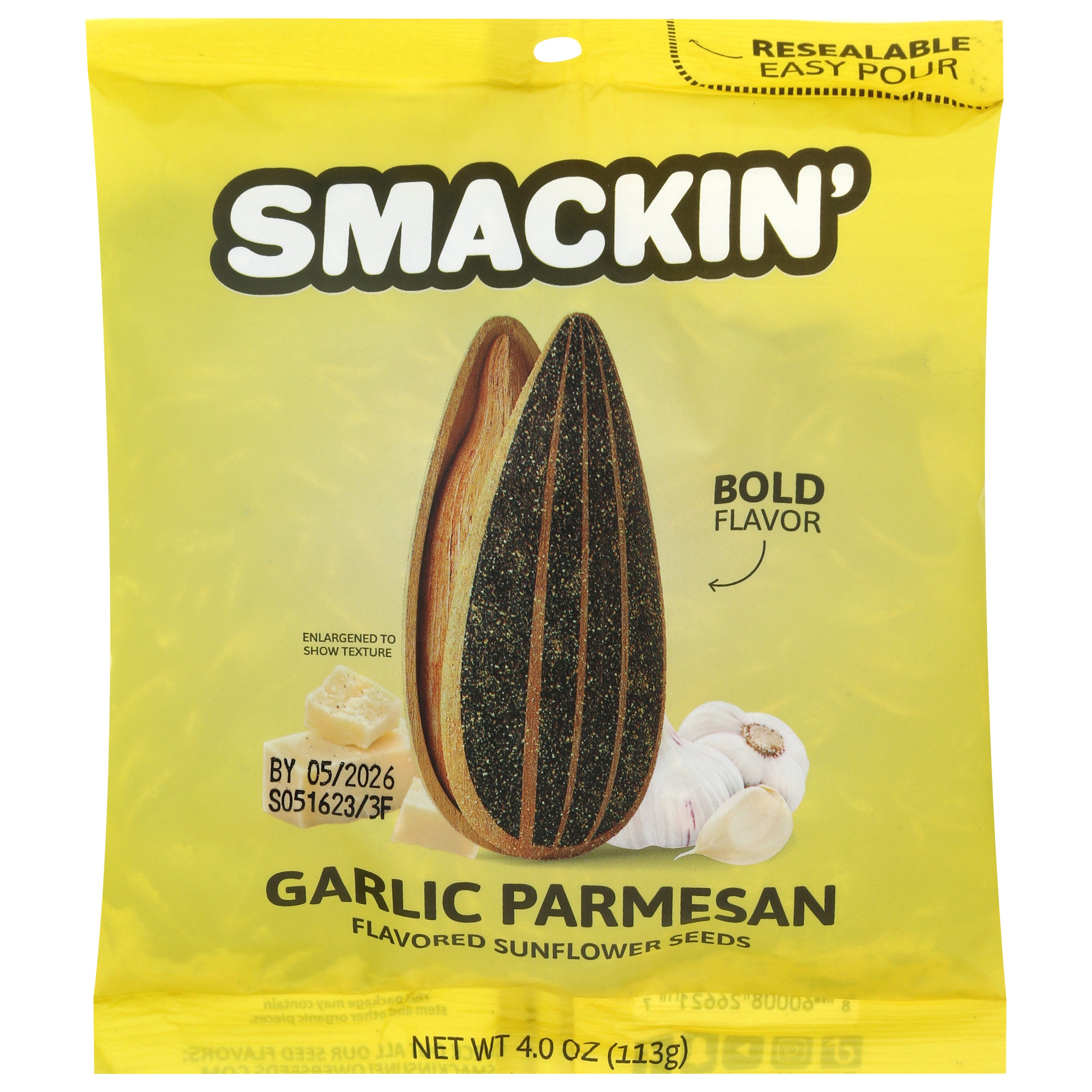 Smackin' Garlic Parmesan Flavored Sunflower Seeds 4.0 oz - Case of 12