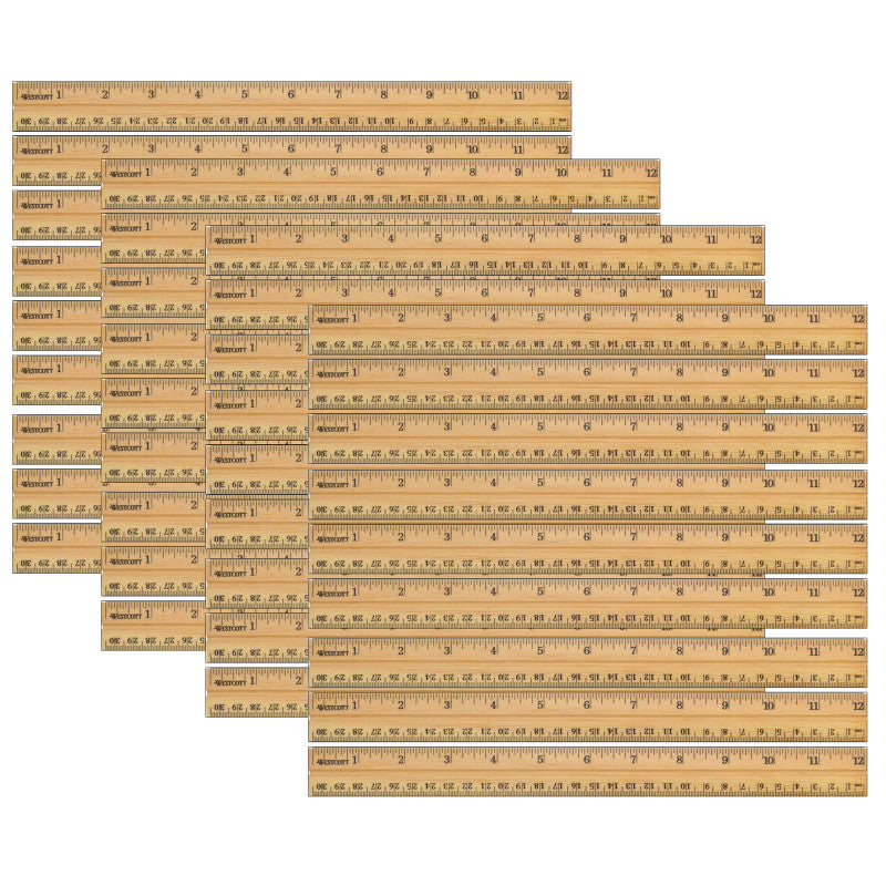 WESTCOTT - School Wood Ruler, Pack of 36