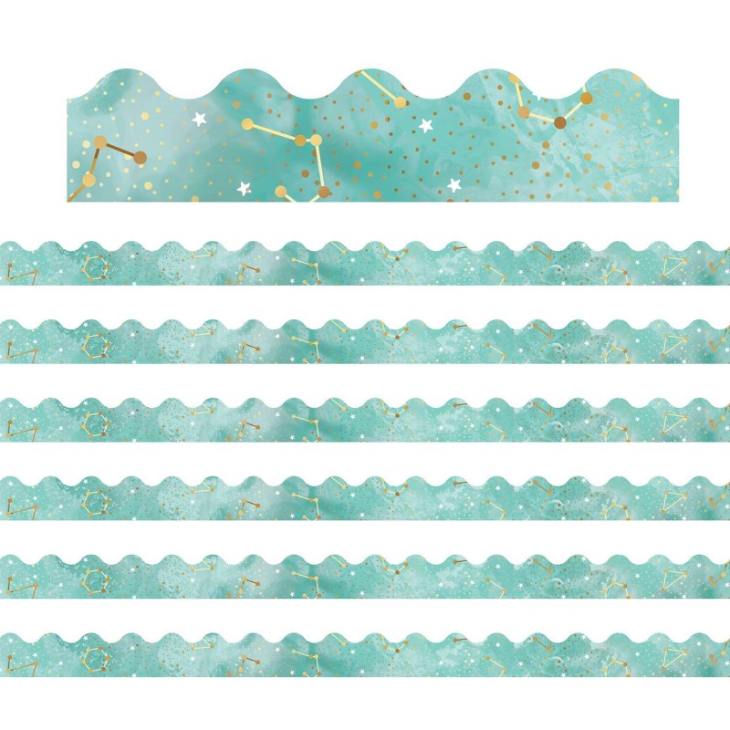 CARSON DELLOSA EDUCATION - Galaxy Constellations Scalloped Border, 39 Feet Per Pack, 6 Packs