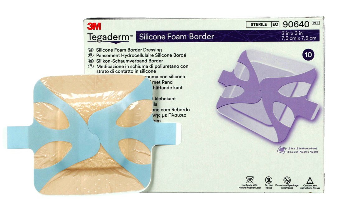 Solventum Corporation - Foam Dressing 3M™ Tegaderm™ 3 X 3 Inch With Border Film Backing Silicone Adhesive Square Sterile [10/BX]