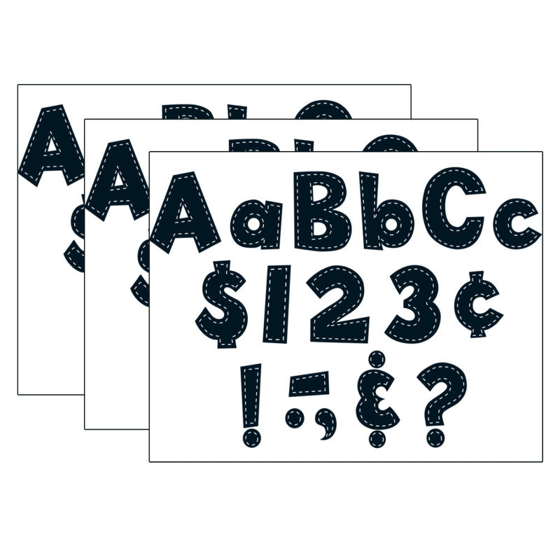 TEACHER CREATED RESOURCES - 4" Fun Font Letters, Black Stitch, 160 Pieces Per Pack, 3 Packs