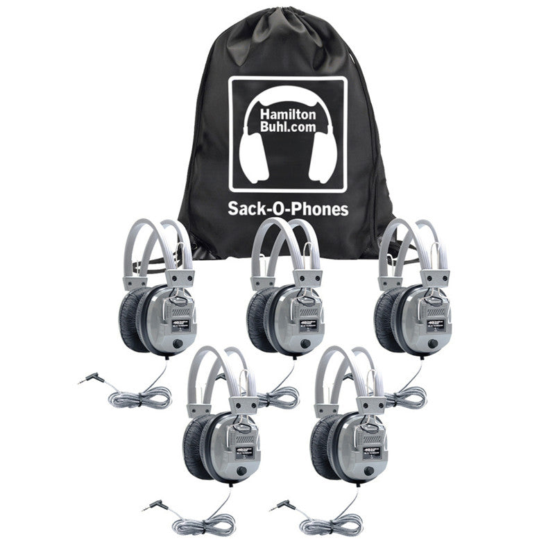 HAMILTONBUHL - Sack-O-Phones, 5 SC7V Deluxe Headphones with Volume Control in a Carry Bag