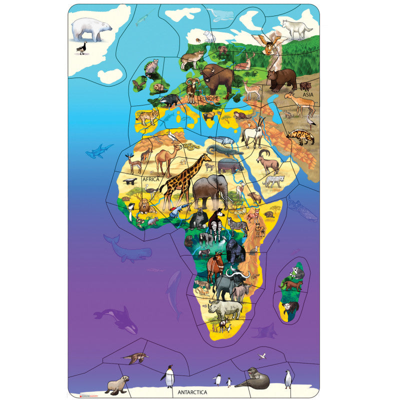 DOWLING MAGNETS - Animal Magnetism® Magnetic Wildlife Map Puzzle: Eurasia & Africa