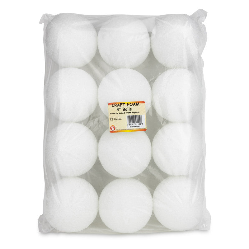 HYGLOSS - Craft Foam Balls, 4 Inch, White, Pack of 12