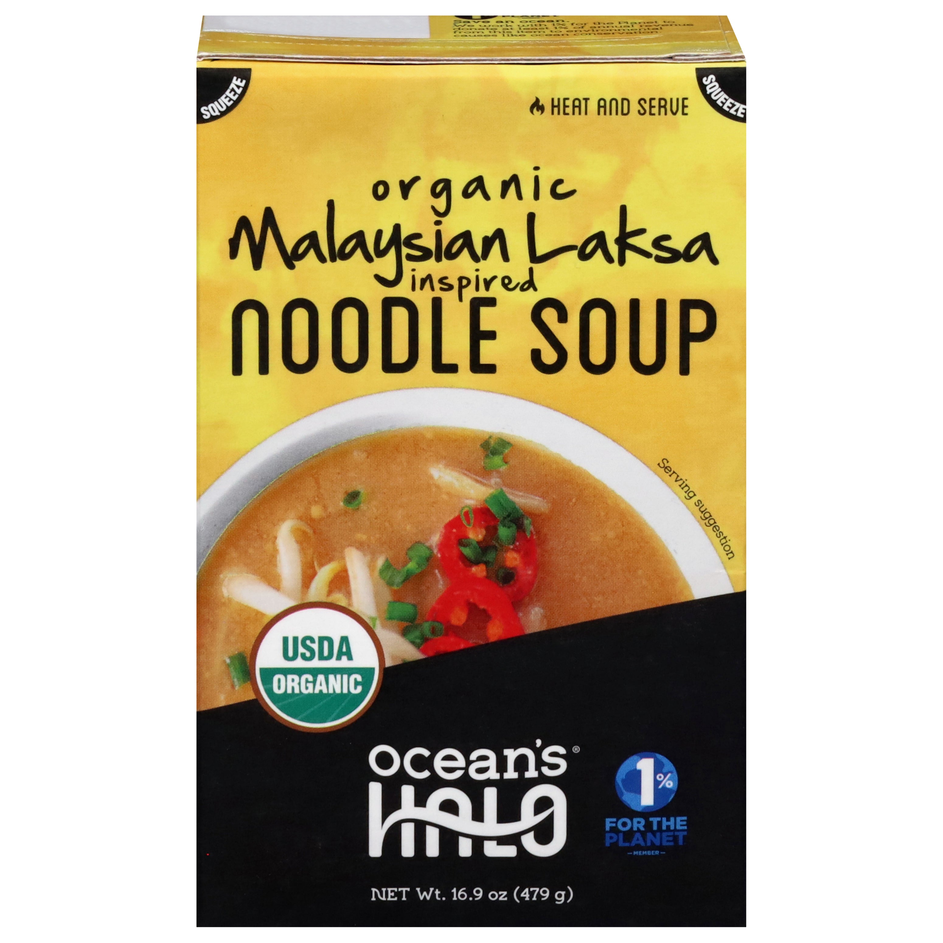 Ocean's Halo Organic Malaysian Laksa Inspired Noodle Soup 16.9 oz - Case of 6