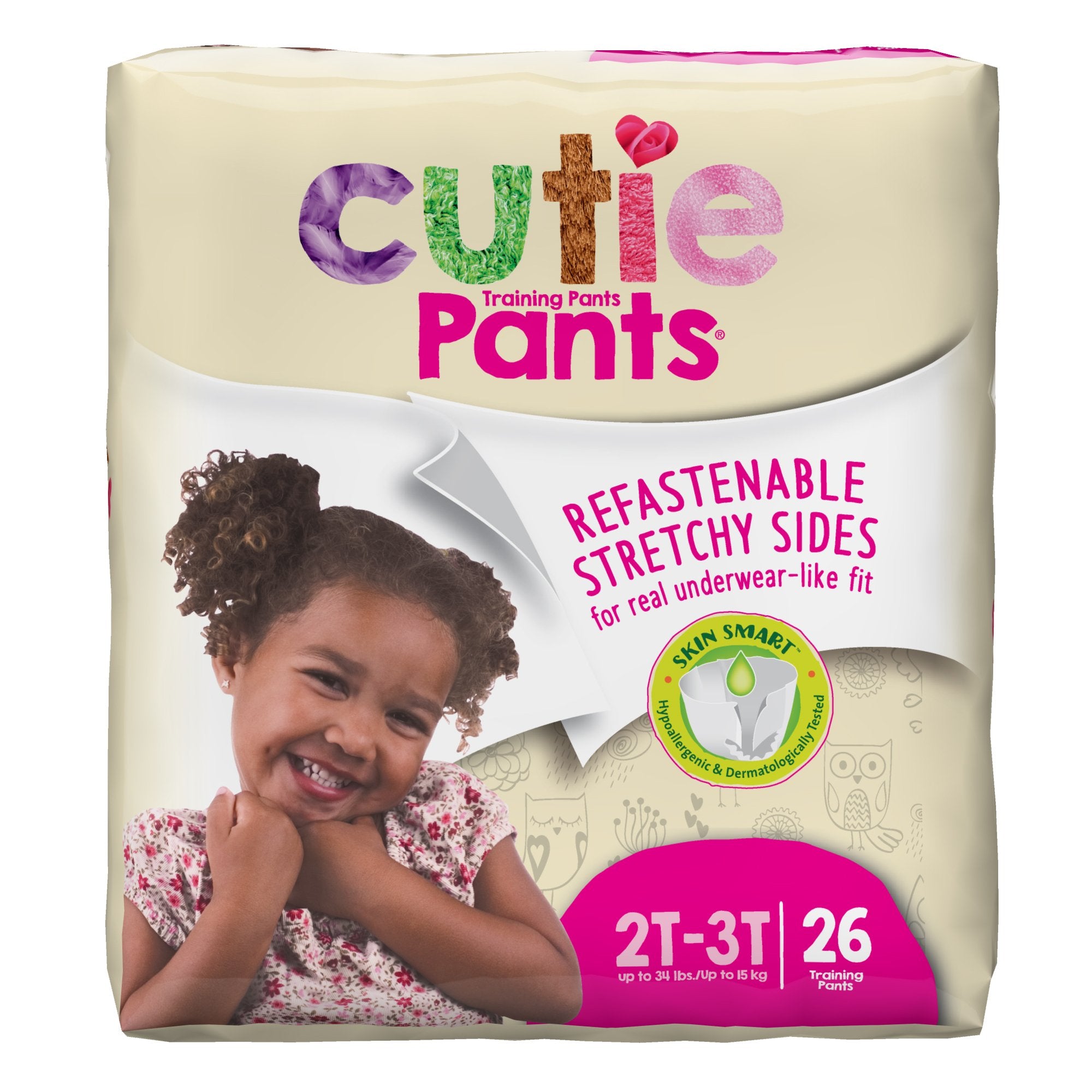 First Quality - Female Toddler Training Pants Cutie Pants® Size 2T to 3T Disposable Heavy Absorbency [104/CS]